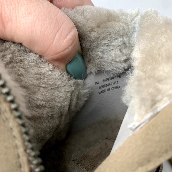 Frye Jen Shearling Short suede snow winter boots block heel beige women's size 7 - Picture 8 of 8